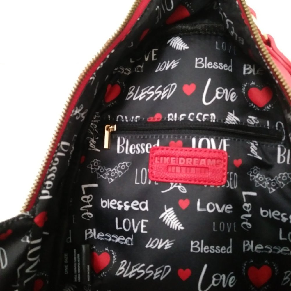 LIKE DREAMS Women's Vegan Leather Red Backpack - Picture 4 of 14